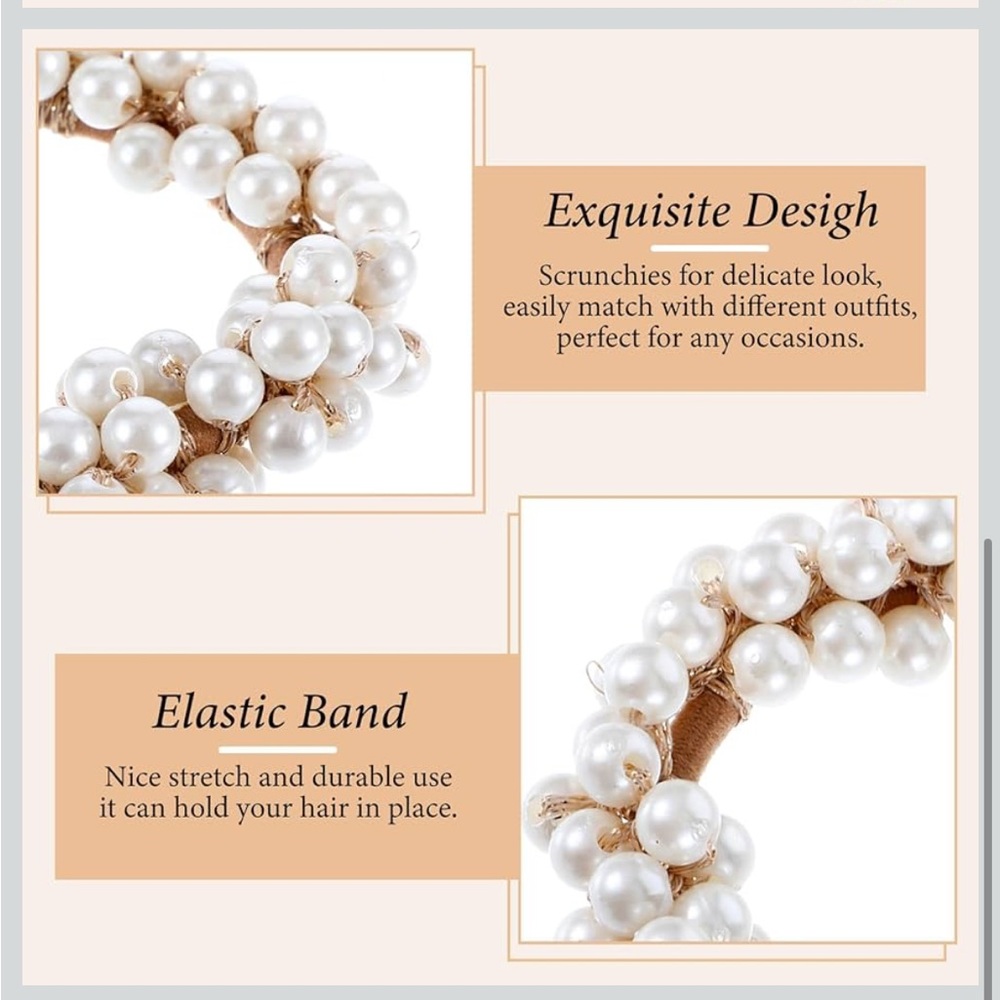 Pearl hair bands- 3 pack - Picture 4 of 4